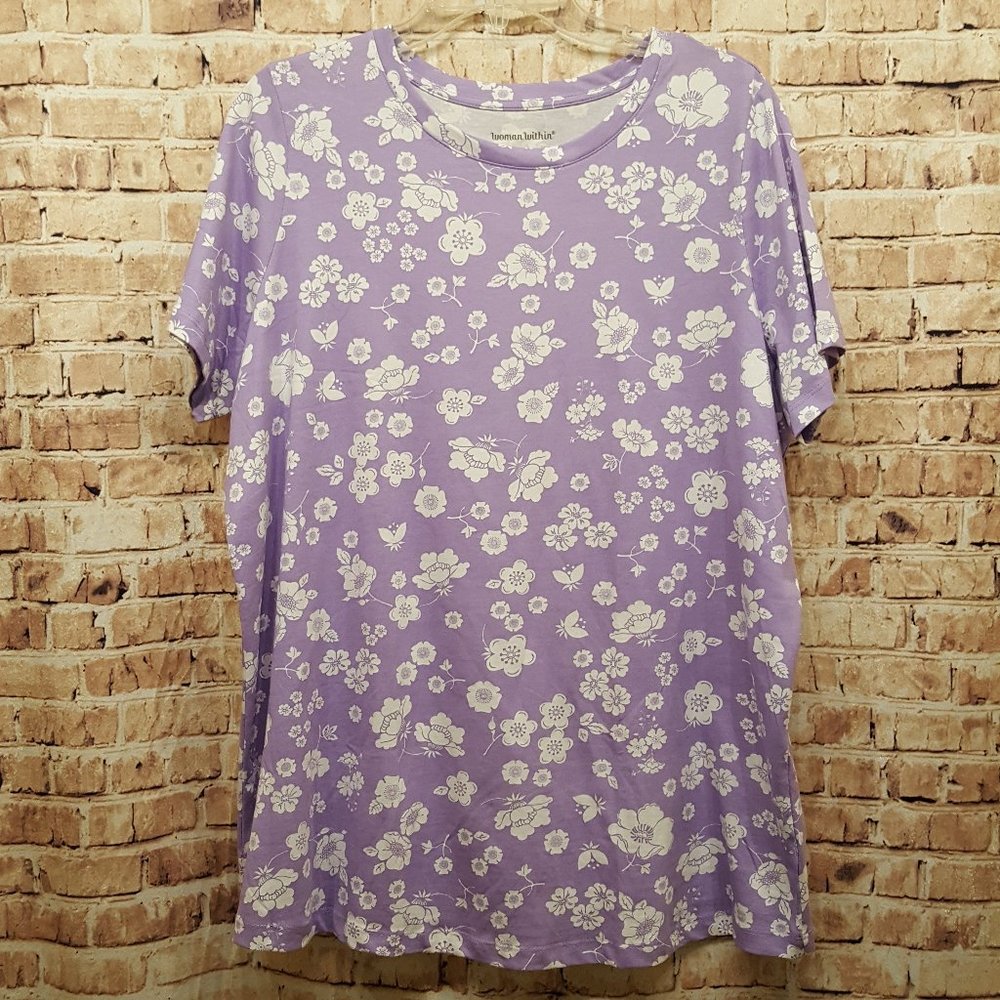 Woman Within Floral T-Shirt 18/20 LIKE NEW